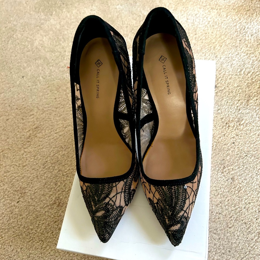 Call It Spring Black Lace Heels